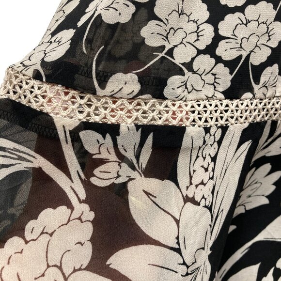 Loft Outlet Sleeveless Print Boho Dress, Sz Small, Chiffon Ruffle Tassel Lace - Picture 8 of 12